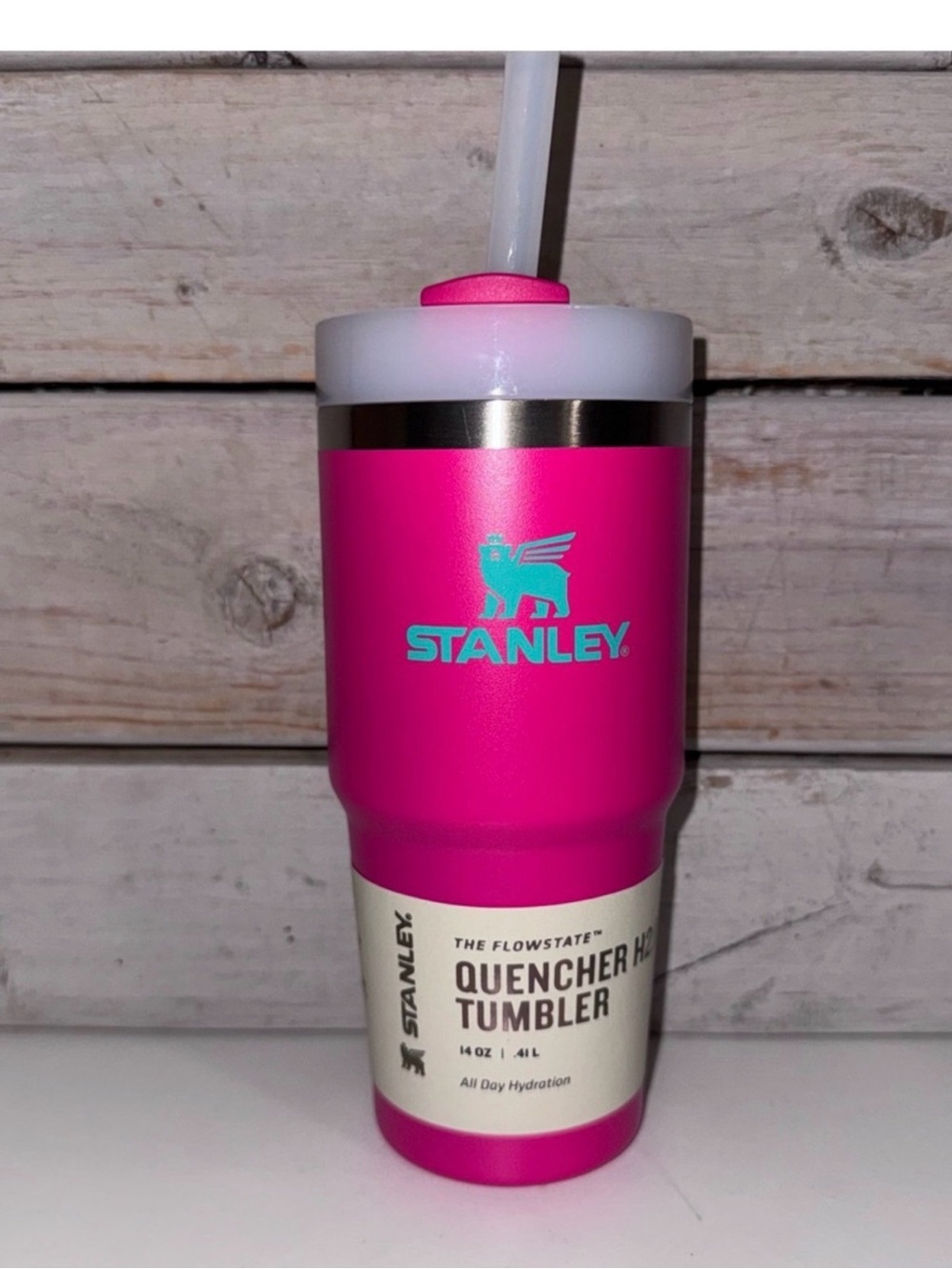 14 oz Stanley Quencher - Hot Pink Tumbler with Straw